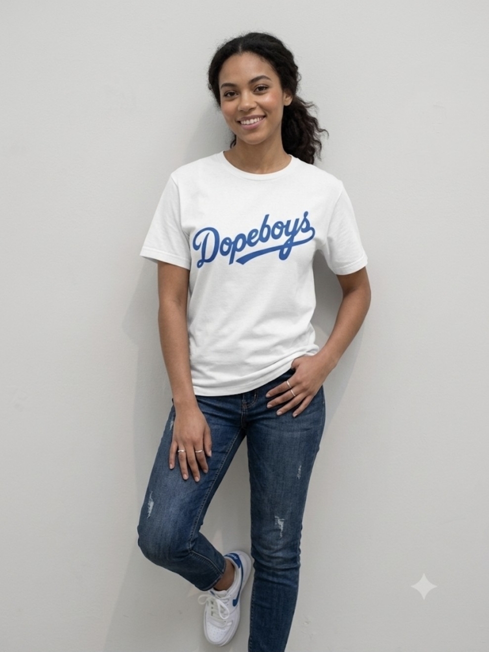 Dopeboys Script Logo Short Sleeve Tee - White/Blue